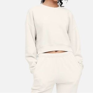 Mate the label crop sweatshirt in bone size Small